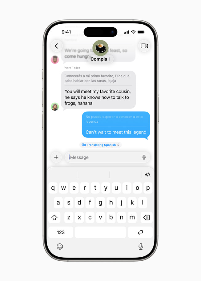Live Translation in Messages is shown on iPhone 16 Pro.